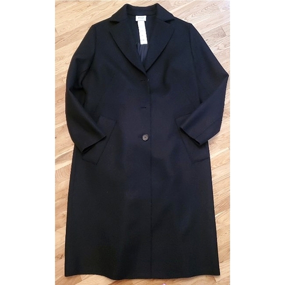 New AKRIS PUNTO Ruffled Back Single-Breasted Coat Size 12 Black - Picture 10 of 12